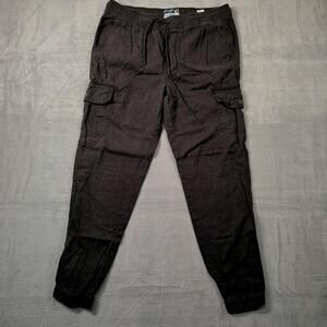 Beach Bros Mens XL Black Cargo Jogger Pants Drawstring Casual Cotton EUC Surf